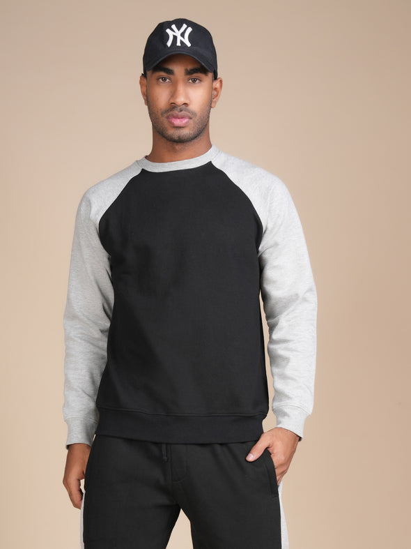 Cotton Fleece Black and Grey Designer Sweatshirt