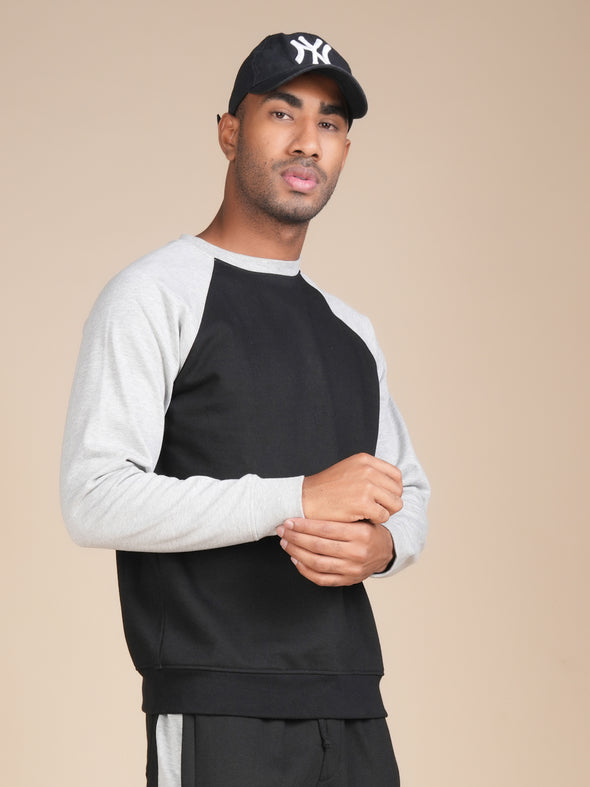 Cotton Fleece Black and Grey Designer Sweatshirt